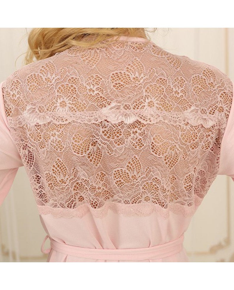 Natural lace robe in pink and blue \u2022Bridesmaid Robe \u2022Wedding robe \u2022Lace Party Robes \u2022Bridesmaid Gift\u2022Long Robe\u2022Set of robes\u2022Organic material