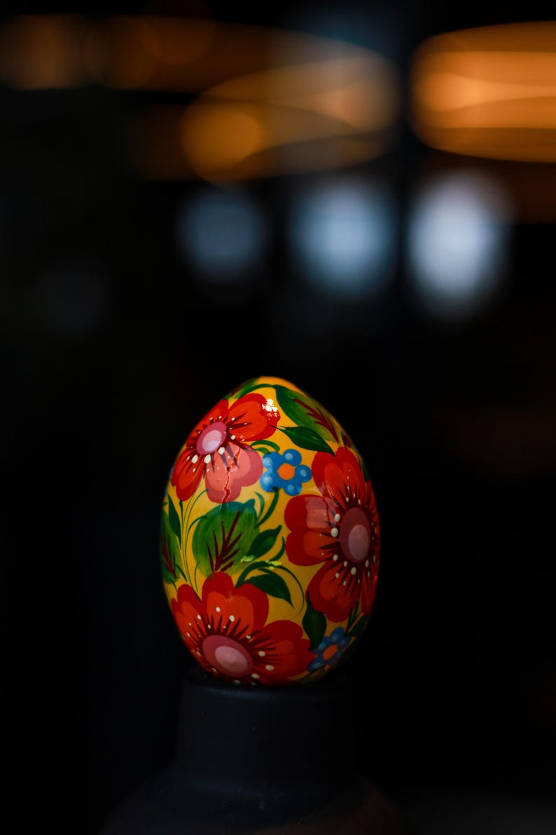 Set 4 Hand Painted Ukrainian Wooden Easter Eggs, Petrykivka Folk Art ...