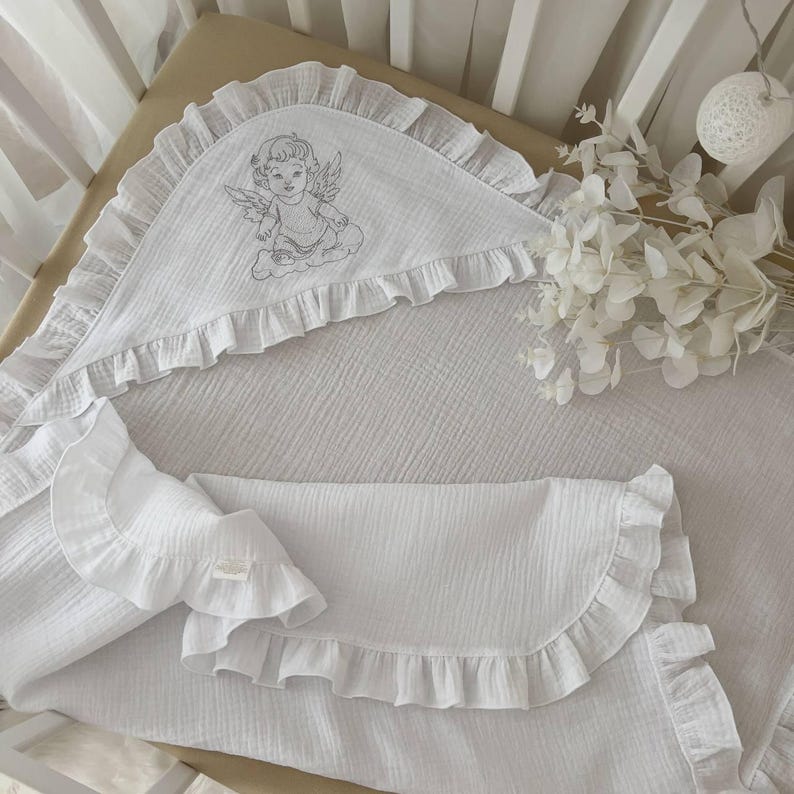 Embroidered Muslin Baptism Dress - Cream