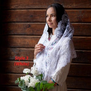 Orthodox head scarf, Lace chapel veil scarf, Mantilla shawl, Church Veil scarf, Lace shawl for latin mass, Catholic veil, Religious gifts