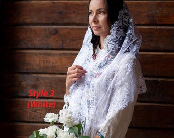 Orthodox head scarf, Lace chapel veil scarf, Mantilla shawl, Church Veil  scarf, Lace shawl for latin mass, Catholic veil, Religious gifts