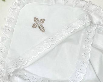 Ukrainische Taufdecke, Weiße Babytaufdecke, Segensdecke, Gestickte Decke, Geschenktaufdecke, Battesimo copertina