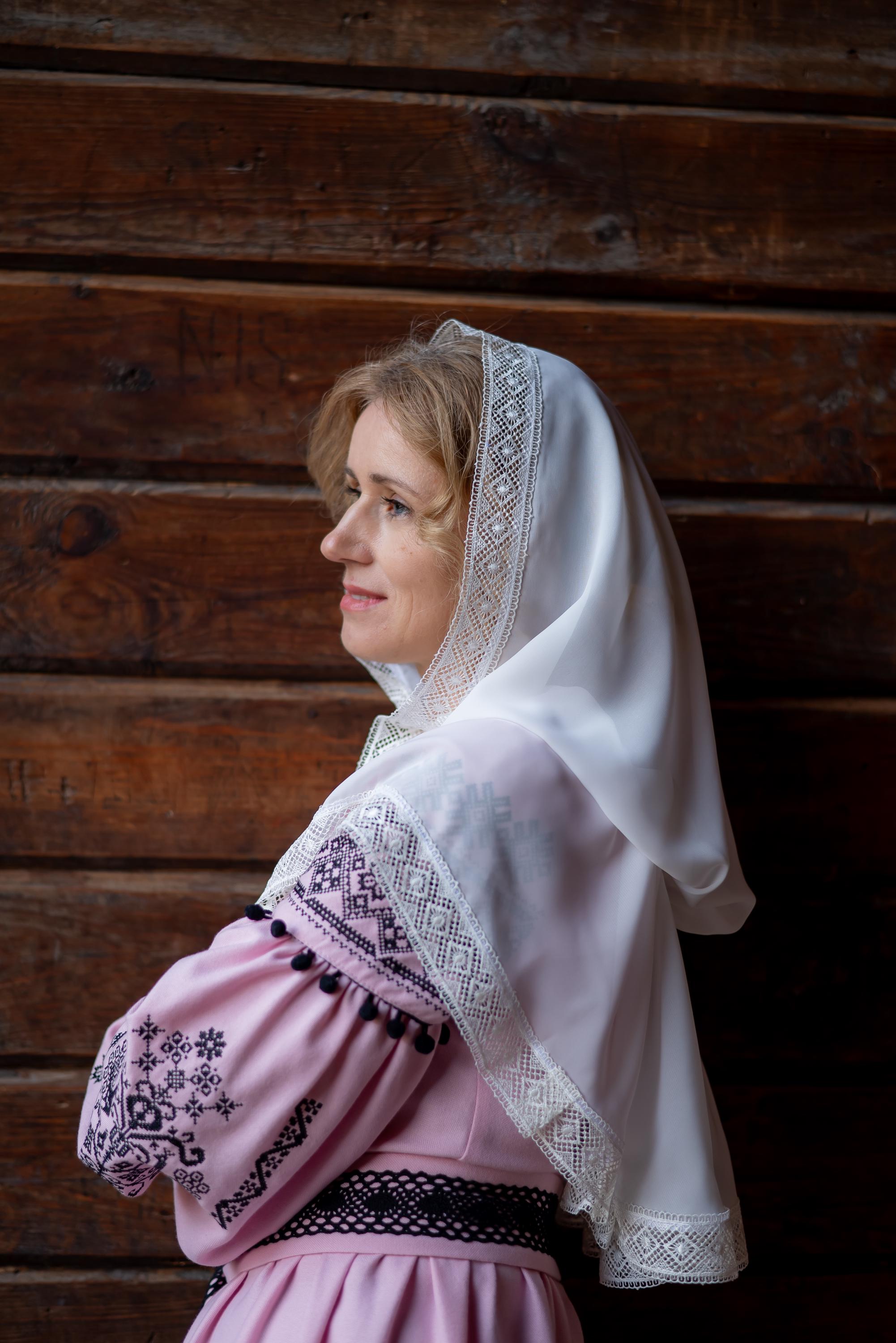 Slavic Modest Traditional White Headscarf With Lace | Women's Handmade Orthodox Head ...