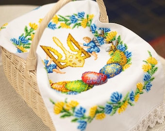Ukrainian Easter rushnyk, Embroidered towel for Easter basket, Orthodox Rushnyk, Ukrainian Traditional Towel, Cover for Easter Basket