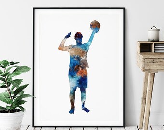 Beach volleyball art poster, wall decor