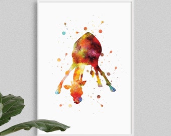 Giraffe art poster, wall art decor, animals print, Christmas gift