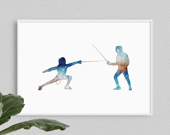 Fencing art poster, wall art decor, for boys room