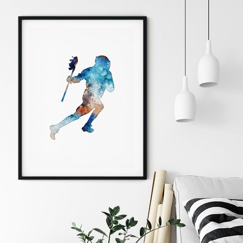 Lacrosse Art Print, Sports Decor for Boys Room, Lacrosse Player Poster