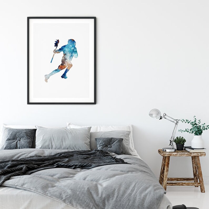 Lacrosse Art Print, Sports Decor for Boys Room, Lacrosse Player Poster