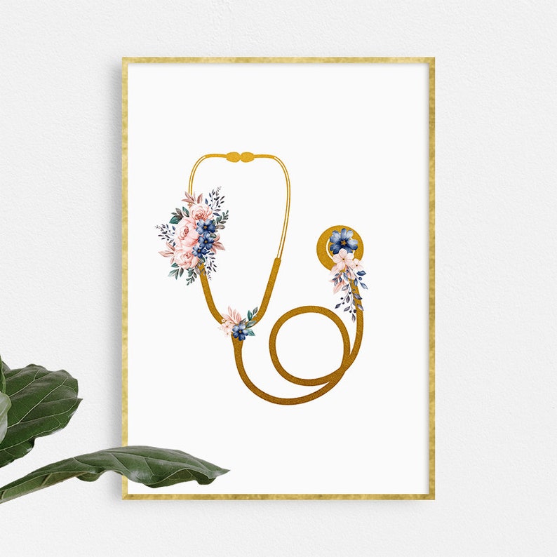 Stethoscope Art, Medical Art, Pediatrician Office Wall Art, School Nurse Room Decor, Gift for