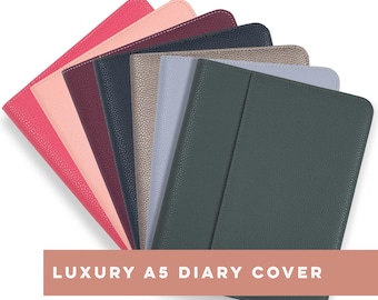 Luxury A5 Diary Cover: Vegan Leather Zip Case with Pockets