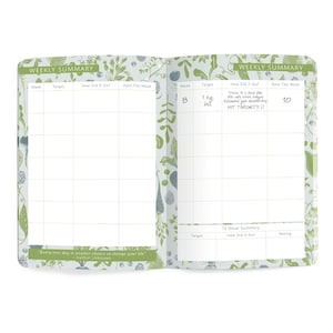 Weekly summary pages to reflect on your progress, rate the week and identify any habits that might need changing.