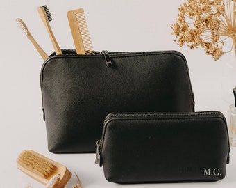 Personalized toiletry bag with initials in black | small, large & as a set | Cosmetic bag | Cosmetic bag | Tales of Marley