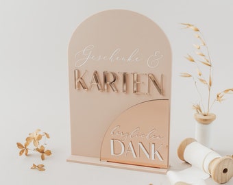 Karten Schild für die Hochzeit als Hinweisschild für die Karten & Geschenke aus 15 verschiedenen Farbzusammenstellungen
