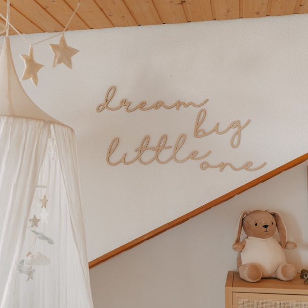 dream big little one - Schriftzug aus Holz als Wanddekoration | Kinderzimmer Dekoration | Wohndeko | Baby Geschenk | Tales of Marley