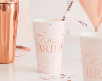 JGA decoration - Team bride cups (8 pieces) | Hen Party | JGA paper cups | party decoration | Bridal party decoration