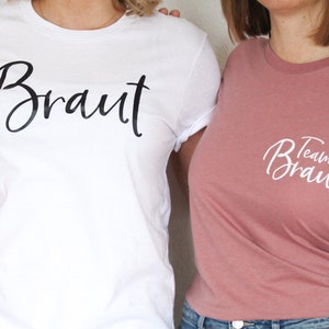 Braut & Team Braut T-Shirts für Junggesellinnenabschiede in vielen verschiedenen Farbkombinationen als JGA Shirt Bild 4