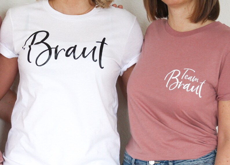 Braut & Team Braut T-Shirts für Junggesellinnenabschiede in vielen verschiedenen Farbkombinationen als JGA Shirt Bild 4