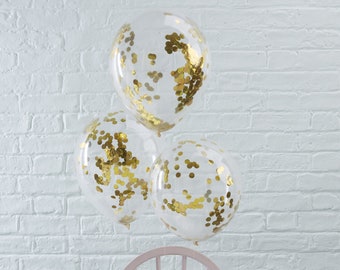 Golden Confetti Balloons (5pcs) | Balloon decoration | JGA Decoration | Balloons JGA | Baby shower decoration | Birthday Decoration | Balloon Wedding