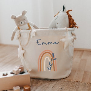 Personalisierter Aufbewahrungskorb für Spielsachen | Spielzeugkorb mit Name als personalisiertes Geschenk zur Geburt | Taufgeschenk mit Name