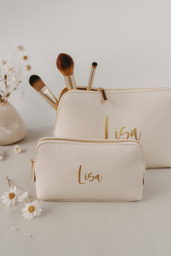 Personalisierte Kosmetiktasche mit Name klein, groß als Set  personalisierte Kulturtasche Kosmetikbeutel Schminktasche