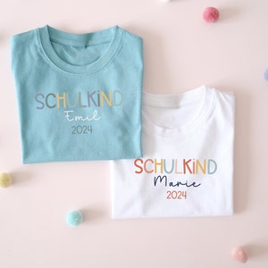 Schulkind T-Shirt zur Einschulung mit Name & Jahreszahl in vielen verschiedenen Farben für das Schulkind 2024 Bild 8