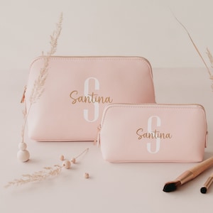 Personalized cosmetic bag with initial and name Personalized cosmetic bag personalized toiletry bag Makeup bag image 3