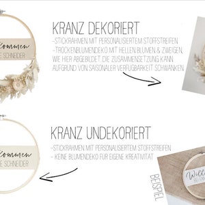 Personalisierter Türkranz Stickrahmen mit Namen individuelles Türschild Willkommensschild Geschenkidee zur HochzeitTales of Marley Ohne Blumendeko