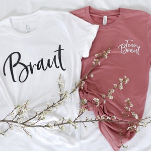 Braut & Team Braut T-Shirts für Junggesellinnenabschiede in vielen verschiedenen Farbkombinationen als JGA Shirt Bild 5