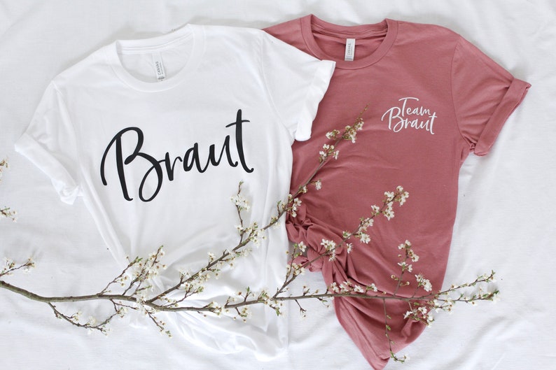 Braut & Team Braut T-Shirts für Junggesellinnenabschiede in vielen verschiedenen Farbkombinationen als JGA Shirt Bild 5