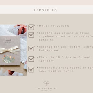 Personalisiertes Fotoalbum zur Geburt Leporello aus Leinen als Babygeschenk Geschenk zur Geburt Geschenk zur Taufe Fotogeschenk Baby afbeelding 3