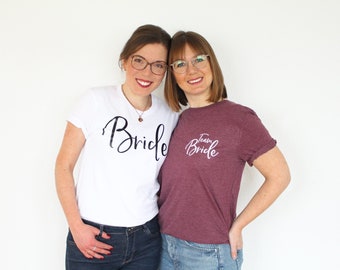 JGA Shirt Bride & Team Bride T-shirts for bachelorette parties in many different color combinations