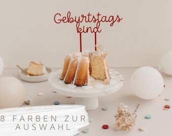 Caketopper Geburtstagskind aus Acryl als Geburtstagsdeko in Boho Farben | Kuchenstecker Geburtstag Kind | Caketopper Zahl | Caketopper Name