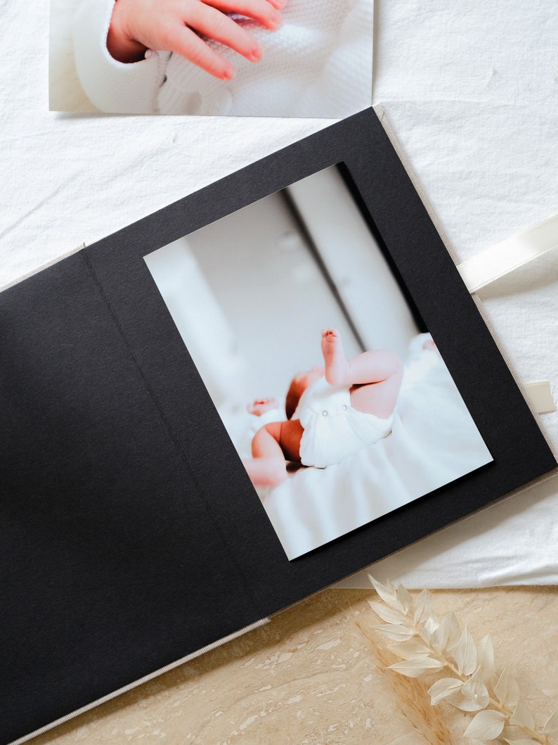 Álbum de fotos personalizado para el nacimiento leporello de lino como regalo para bebé Regalo de nacimiento Regalo de bautismo Foto regalo bebe imagen 10