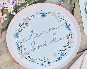 JGA Decoration - Boho Team Bride Paper Plate | Bachelorette party decoration | Bridal party decoration | Part decoration | Teller Team Bride Active