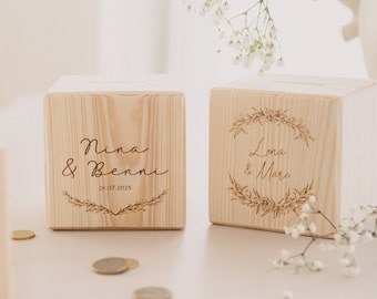 Personalized money box as a money gift for a wedding, honeymoon money gift or as a gift for moving into your own apartment