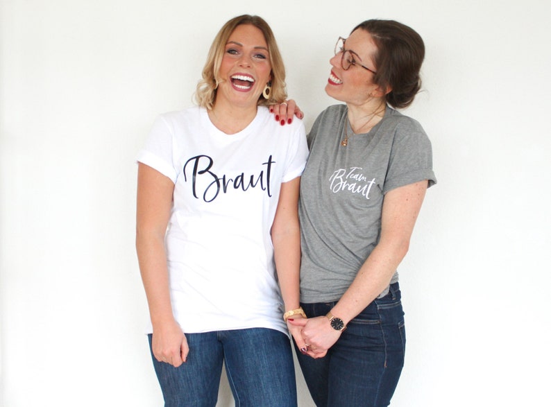 Braut & Team Braut T-Shirts für Junggesellinnenabschiede in vielen verschiedenen Farbkombinationen als JGA Shirt Bild 6