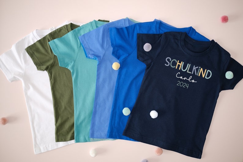 Schulkind T-Shirt zur Einschulung mit Name & Jahreszahl in vielen verschiedenen Farben für das Schulkind 2024 Bild 5