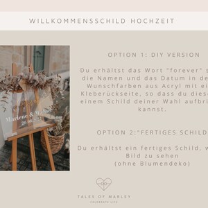 Willkommensschild zur Hochzeit mit Namen & Datum zur Begrüßung der Hochzeitsgäste in verschiedenen Ausführungen Bild 7