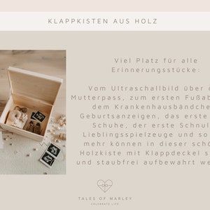 Große Erinnerungskiste personalisiert mit Name als individuelles Geschenk aus Holz zur Taufe oder Geburt von Tales of Marley Bild 6