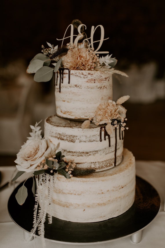 Cake Topper Hochzeit personalisiert Holz mit Namen Kuchentopper