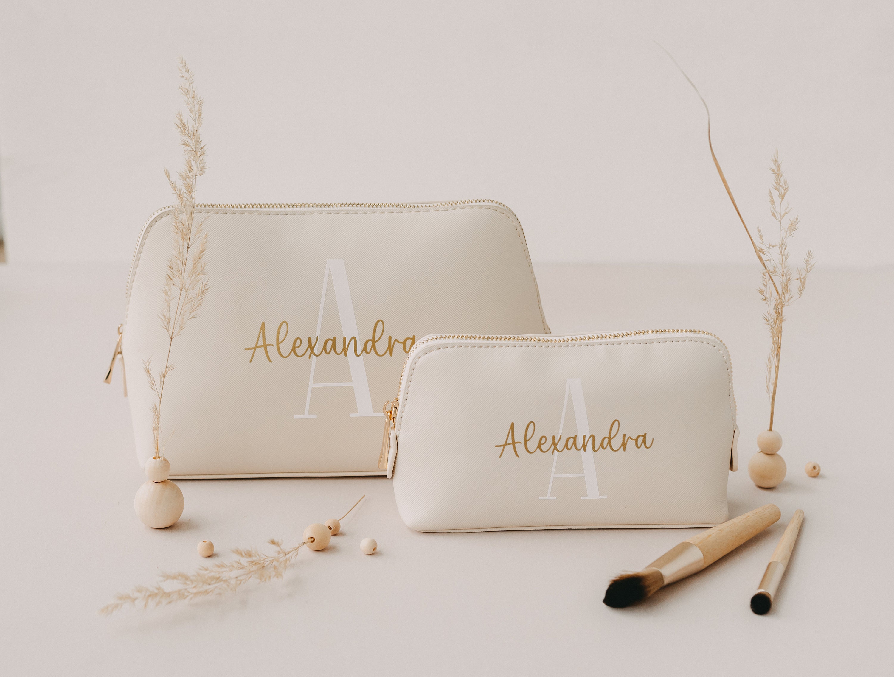 Mud Pie Kosmetiktasche Mit Besticktem Initial – Persönliches Geschenk, Buchstabe N