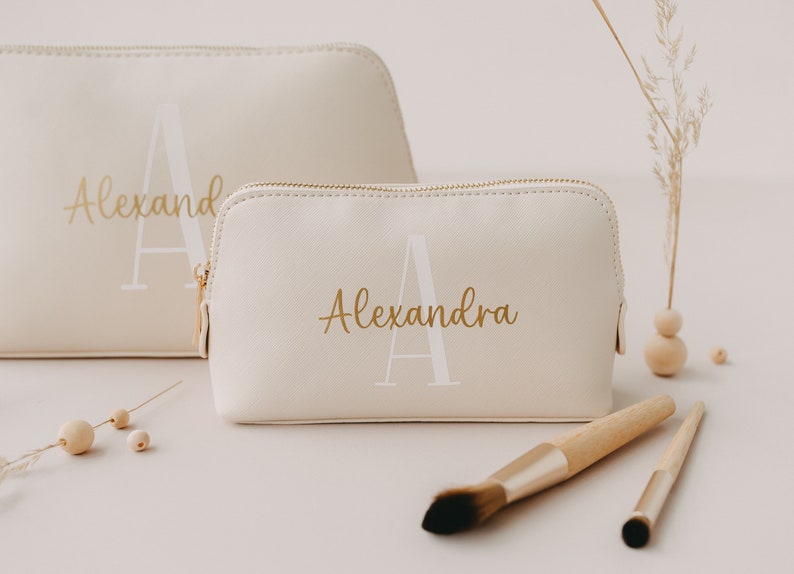 Personalized cosmetic bag with initial and name Personalized cosmetic bag personalized toiletry bag Makeup bag image 10