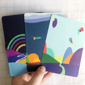 Juego de 3 - tarjetas A6 ilustradas abstractas