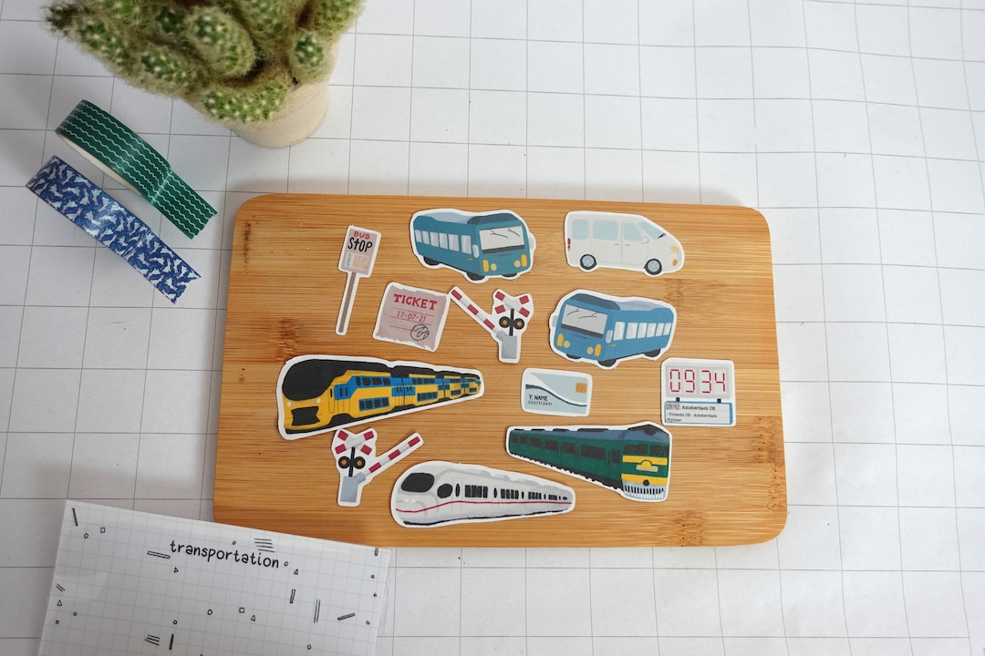 Daily Transport Sticker Public Transport Sticker Set (6.5x3cm) Sticker // Planner Stickers ...
