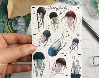 Jellyfish (A6) sticker sheet // planner stickers // decorative stickers // water stickers// animal stickers // sea stickers