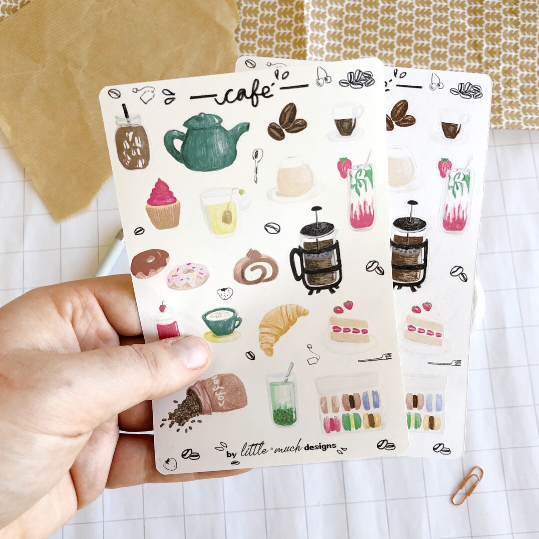 Café Drinks and Snacks Sticker Sheet - Etsy