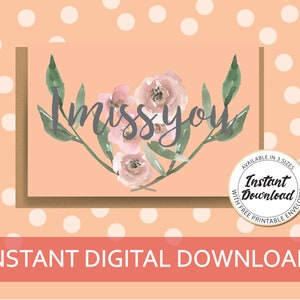 Imprimable Je me manque carte, vous manquer, carte de quarantaine, téléchargement instantané