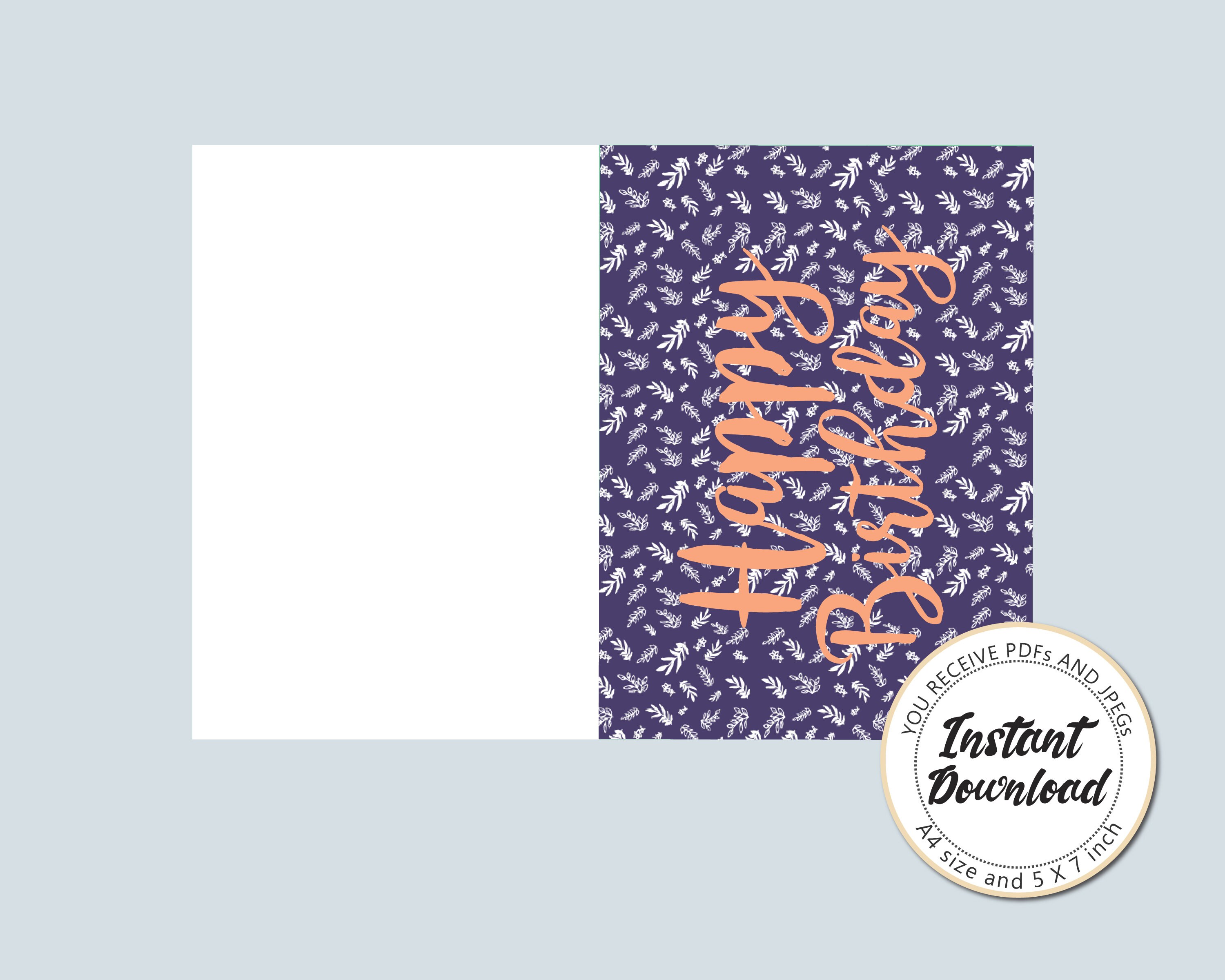 printable birthday card instant digital download etsy