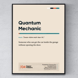 Quantum Mechanic Definition Poster, Quantum Theory Coworker Wall Art, Quantum Physics Graduation Print, Funny Modern Office Gift